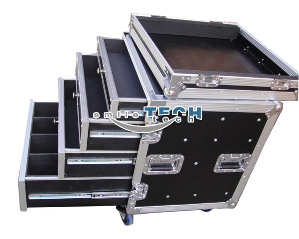 ATA Storage Drawer Case--12U Rack High with 4 Drawers, 1X4U, 2X3U, and 1X2U High with Caster Board