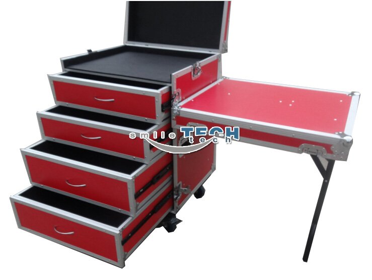 Drawer Flight Case with DJ Work Table and Wheels