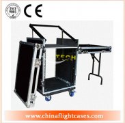 ATA Wood Flight Pop-Up Console Rack Case; 10U Top; 12U Bottom with Wheels 