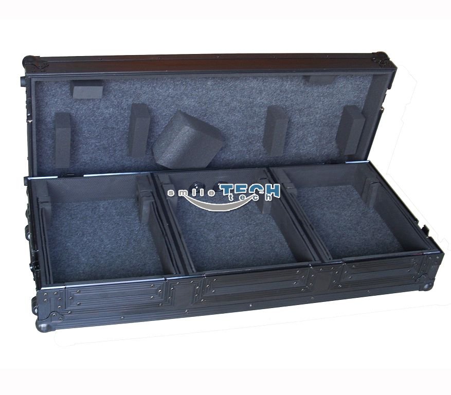 ATA Black DJ Coffin case for 2pcs CD Players and 1pcs Mixer