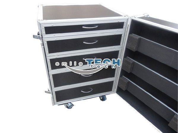 16U High Drawers Storage Cabinet ATA Flight Case with 5 Drawers 