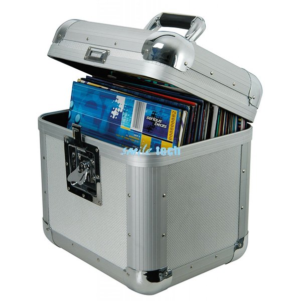 Aluminum 12″vinyl flight case record storge case fit for 50 records