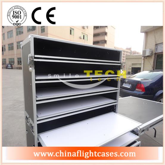 <b>Hot Sell Custom Display Flight Case With Side Table and Two Drawers</b>