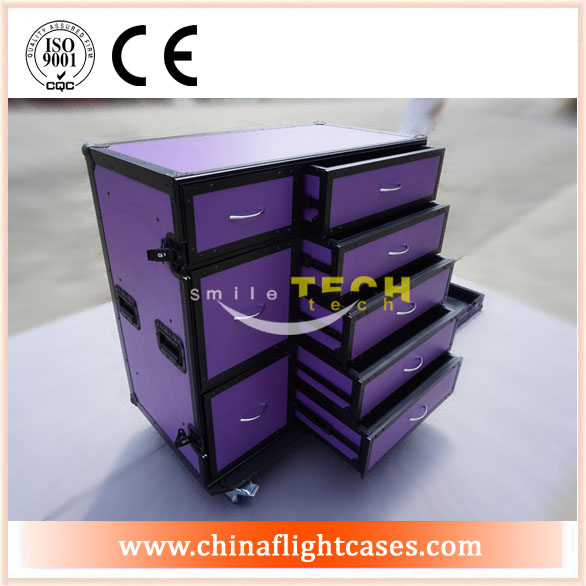 purple drawer flight case